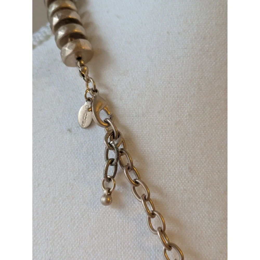 Chicos Multi Strand Statement Necklace In Matte Gold Tone Chunky Round Discs 26